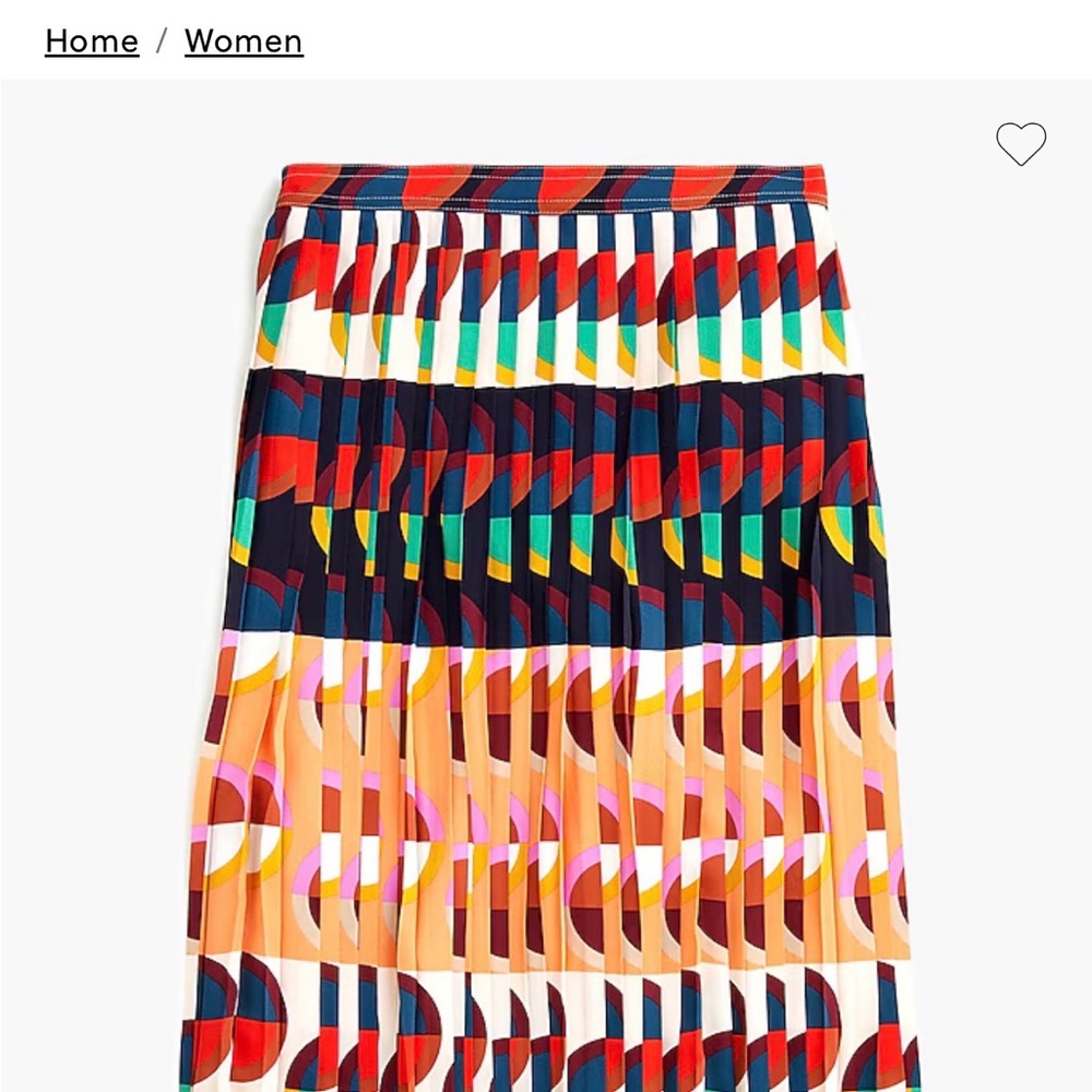 J. Crew 365 Colorful Art Deco Print Pleated A-Line Midi Skirt. Size 16.